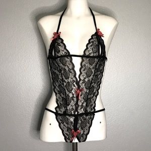 One piece open crotch lingerie